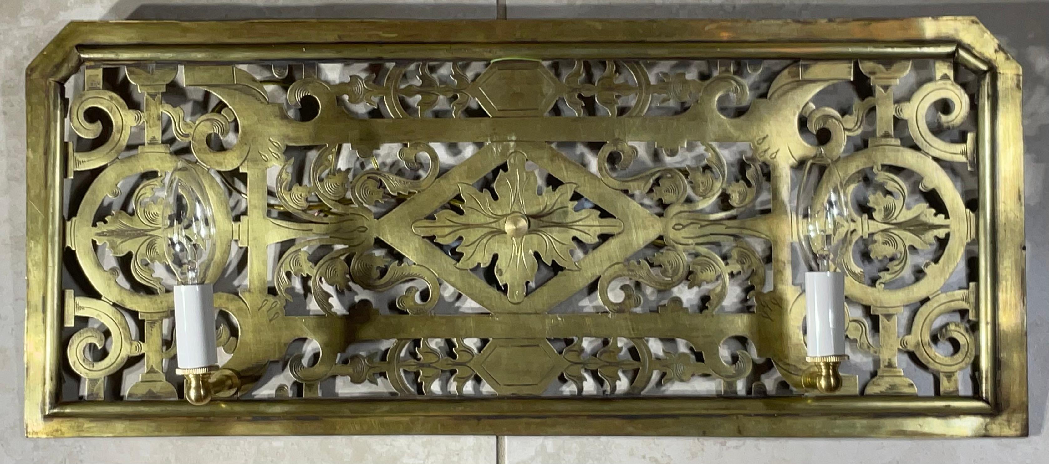 One Of A Kind  Single Antique Brass Electrified Wall Sconce - Art Deco Style For Sale 10