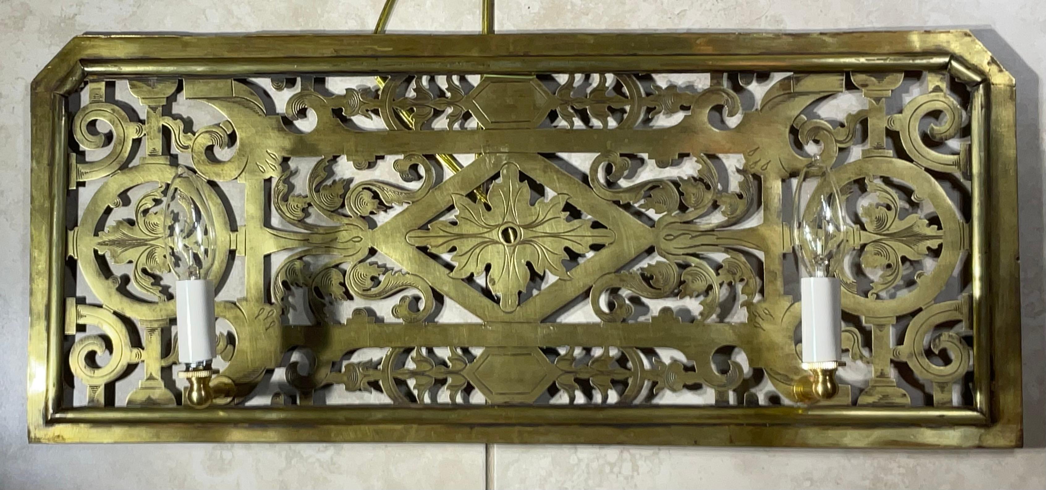 

Beautiful single electrified wall sconce exudes timeless elegance and adds a touch of sophistication to any space. Crafted from solid brass, these sconce showcase intricate Art Deco-inspired designs with a beautiful patina that speaks of their age