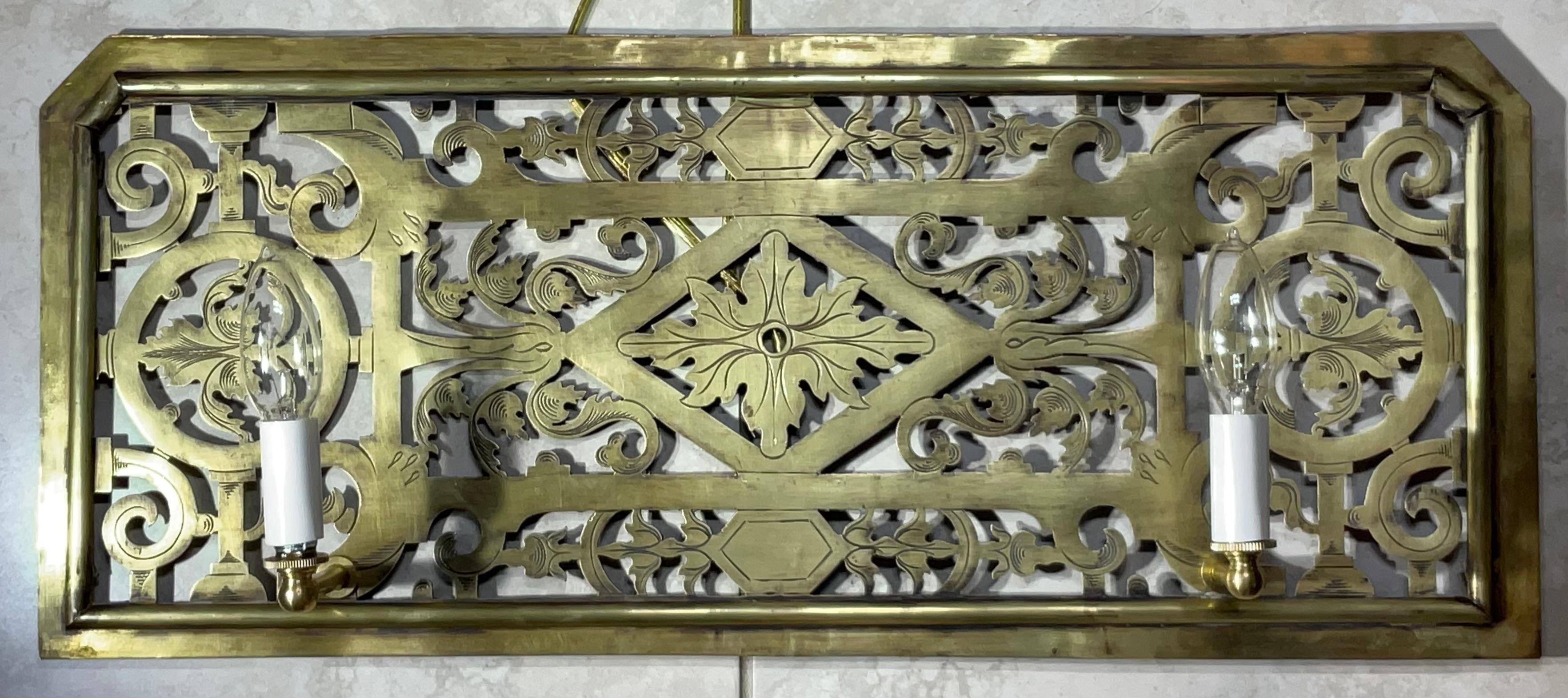 American One Of A Kind  Single Antique Brass Electrified Wall Sconce - Art Deco Style For Sale