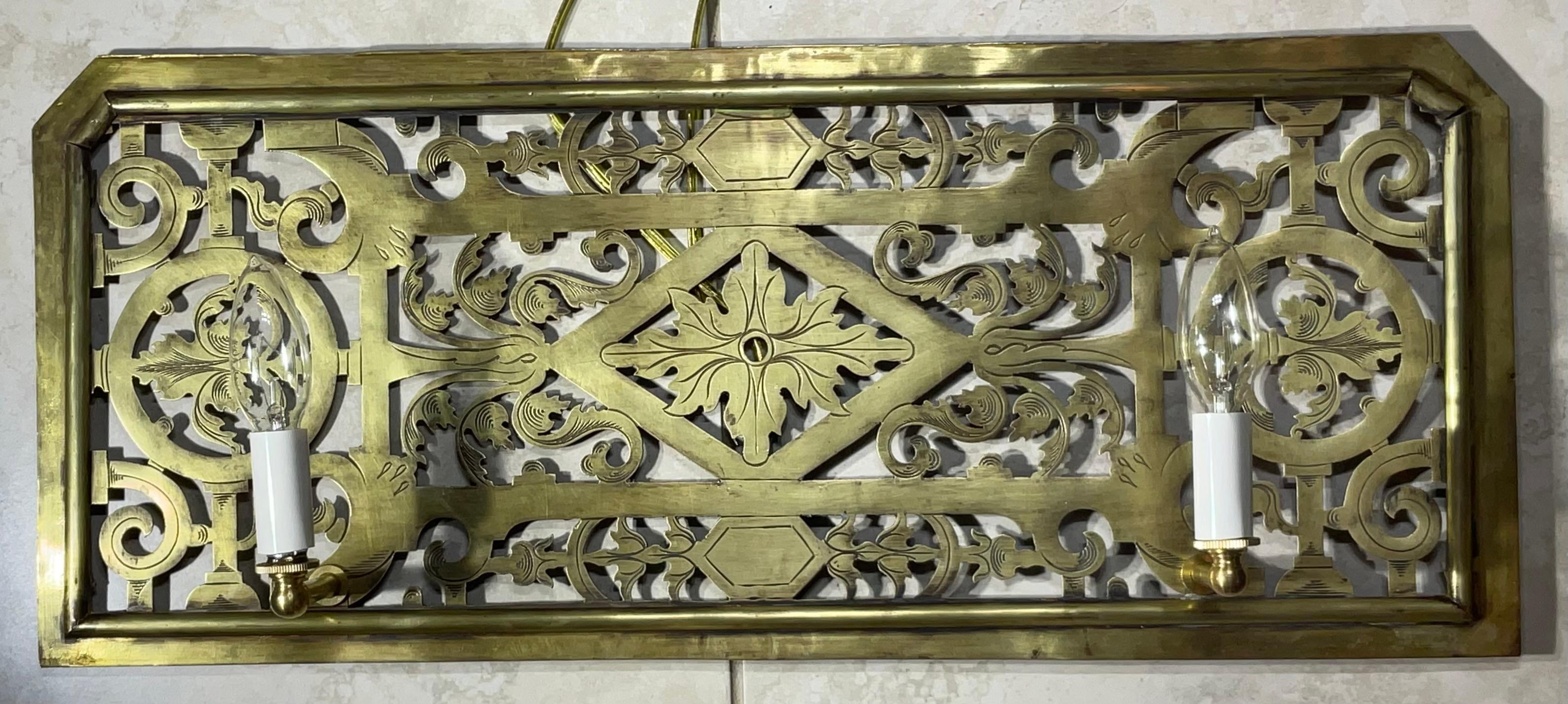 One Of A Kind  Single Antique Brass Electrified Wall Sconce - Art Deco Style For Sale 2