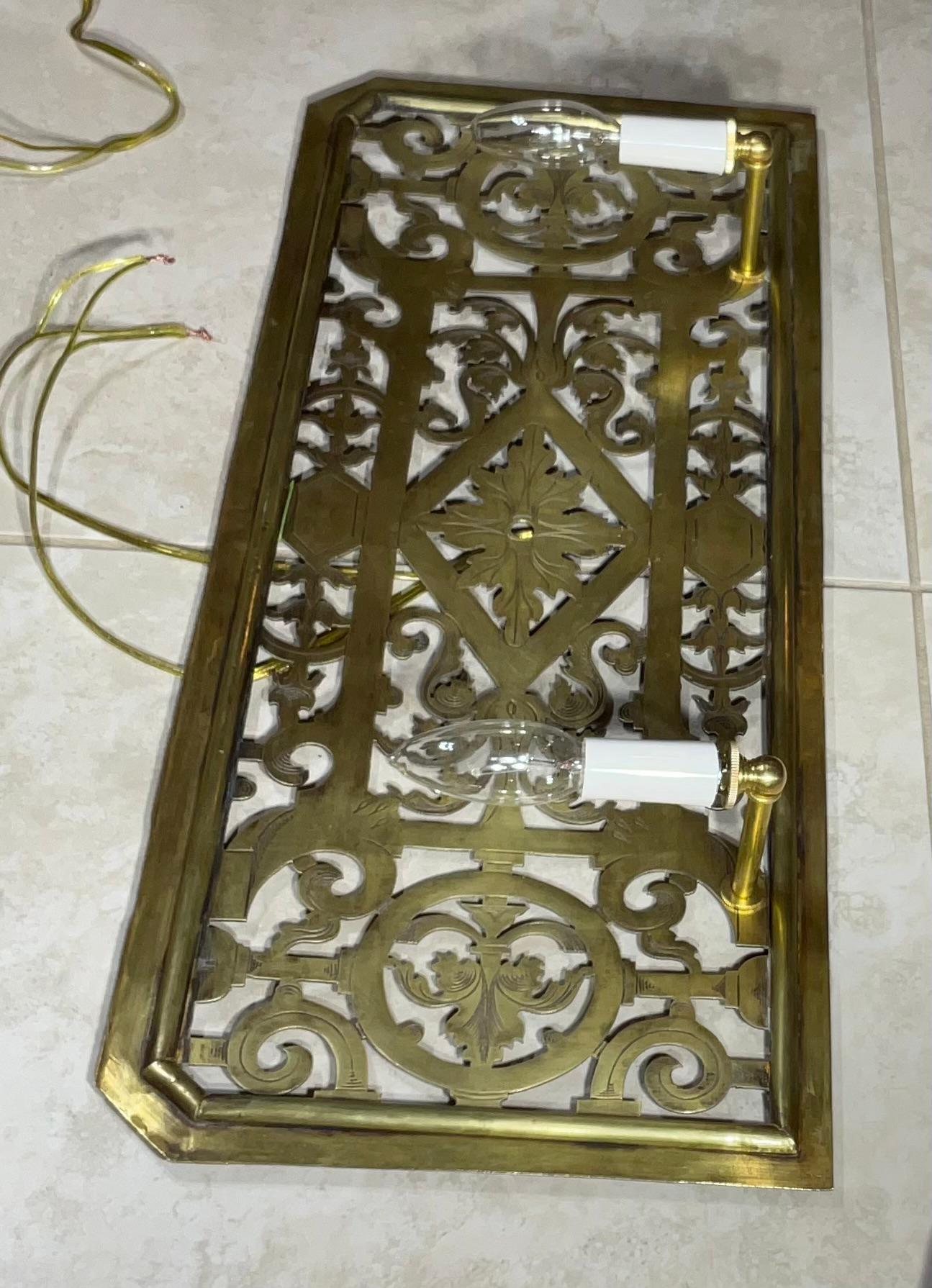 One Of A Kind  Single Antique Brass Electrified Wall Sconce - Art Deco Style For Sale 3