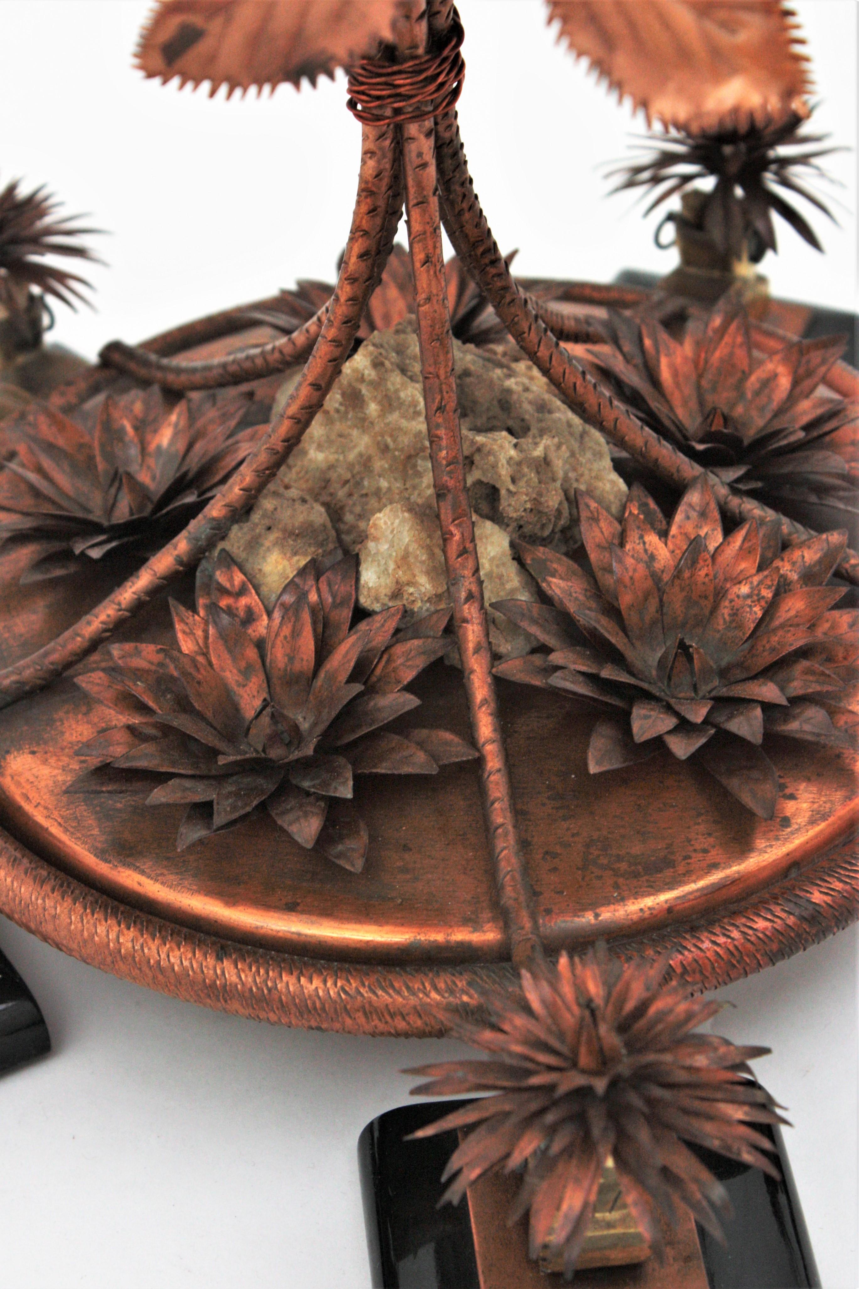 Foliage Floral Small Gueridon or Side Table in Copper For Sale 2