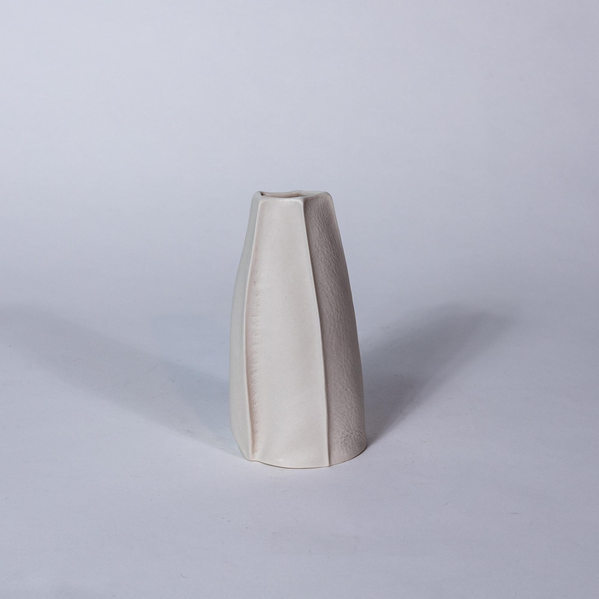 Modern One-of-a-kind, Small Organic Porcelain Kawa Vase, Bud Vase, Textured Ceramic For Sale