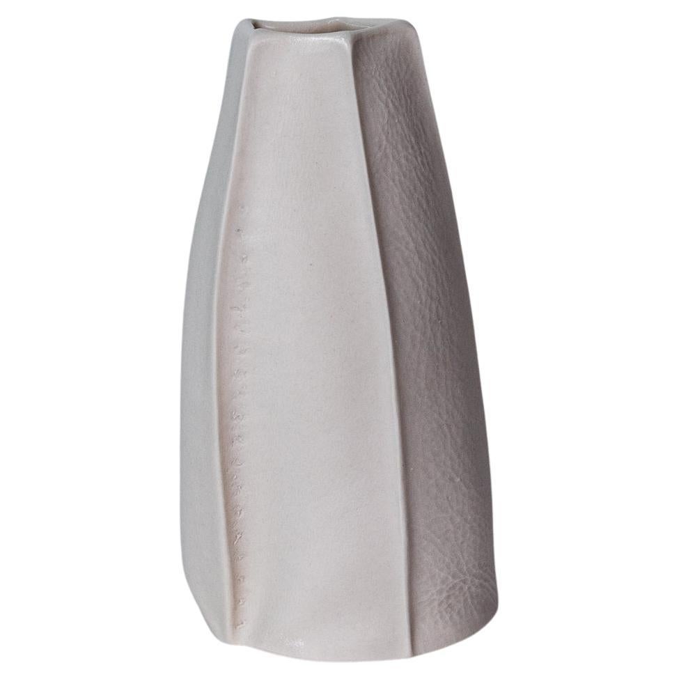 One-of-a-kind, Small Organic Porcelain Kawa Vase, Bud Vase, Textured Ceramic For Sale