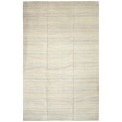 One of a Kind Solid Wool Hand Knotted Area Rug, Parchment