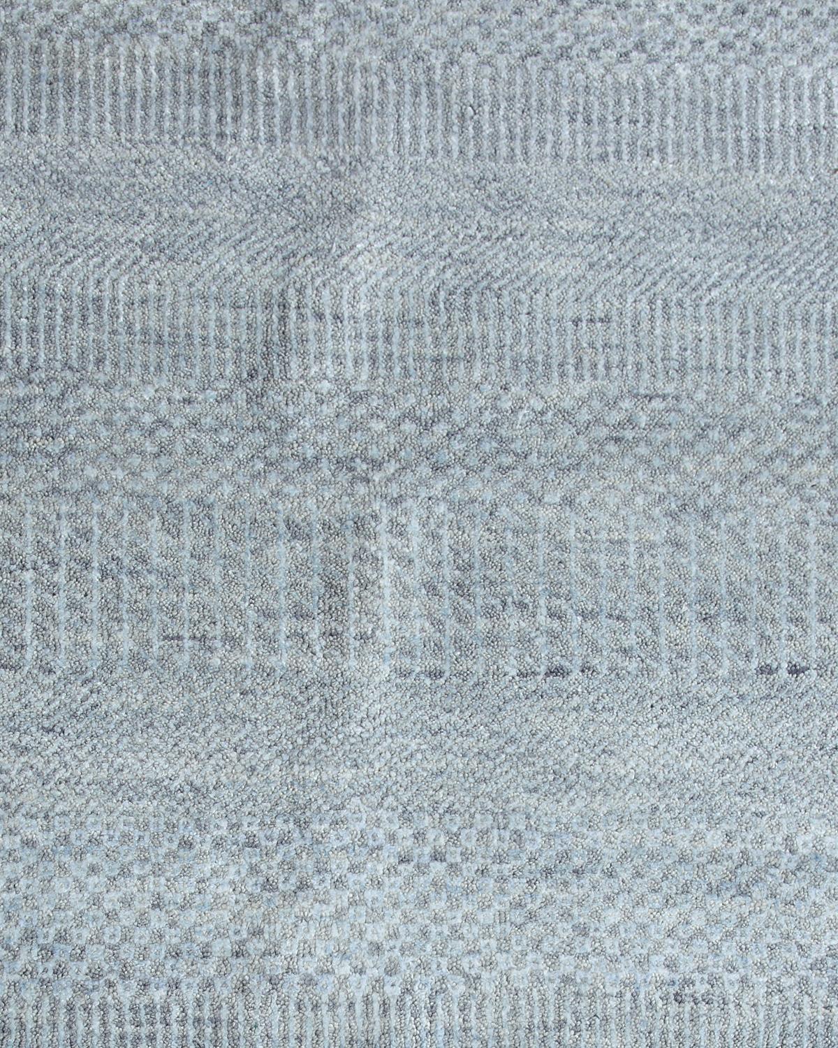 Hand-Knotted One of a Kind Solid Wool Viscose Blend Hand Loomed Area Rug, Mist