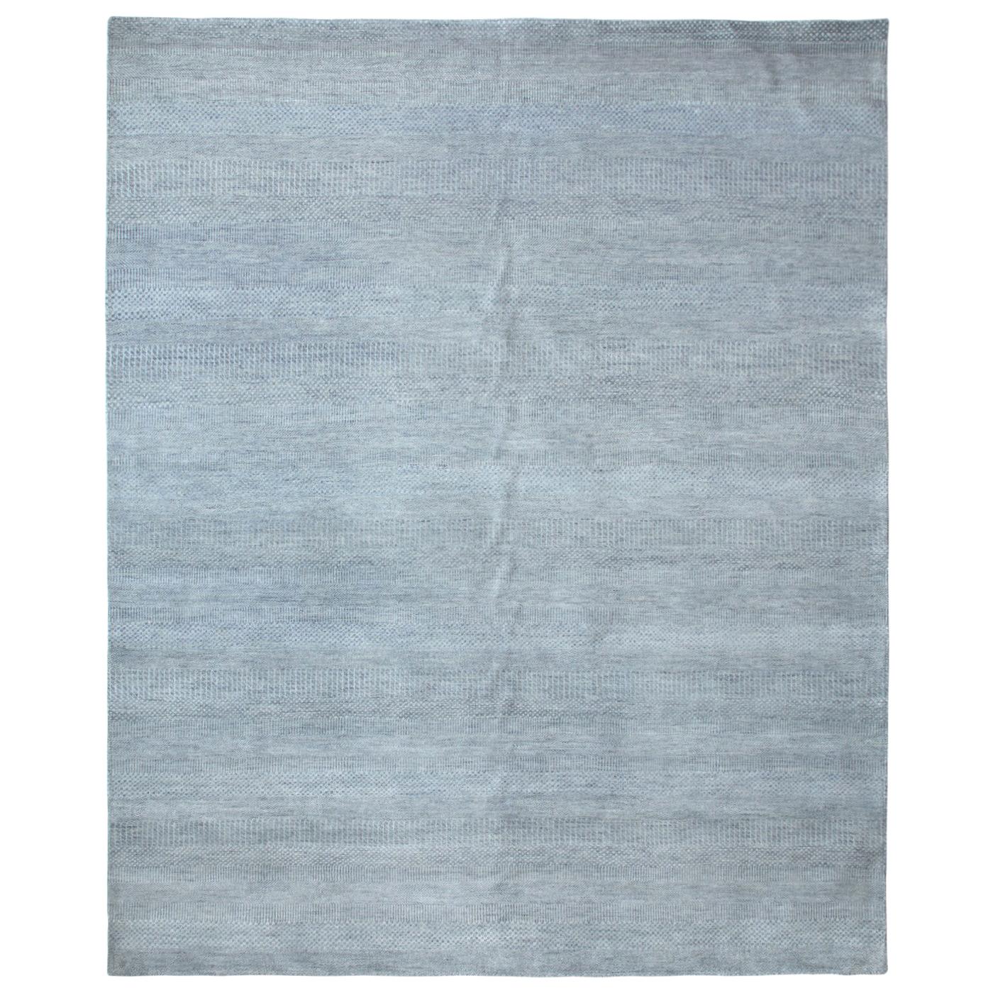 One of a Kind Solid Wool Viscose Blend Hand Loomed Area Rug, Mist