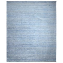 One-of-a-Kind Solid Wool Viscose Blend Handmade Area Rug, Gray