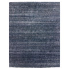One-of-a-Kind Solid Wool Viscose Blend Handmade Area Rug, Mineral