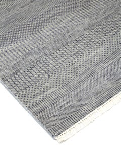 One-of-a-Kind Solid Wool Viscose Blend Handmade Area Rug, Slate