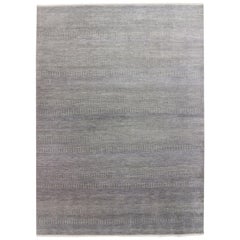 One-of-a-Kind Solid Wool Viscose Blend Handmade Area Rug, Slate