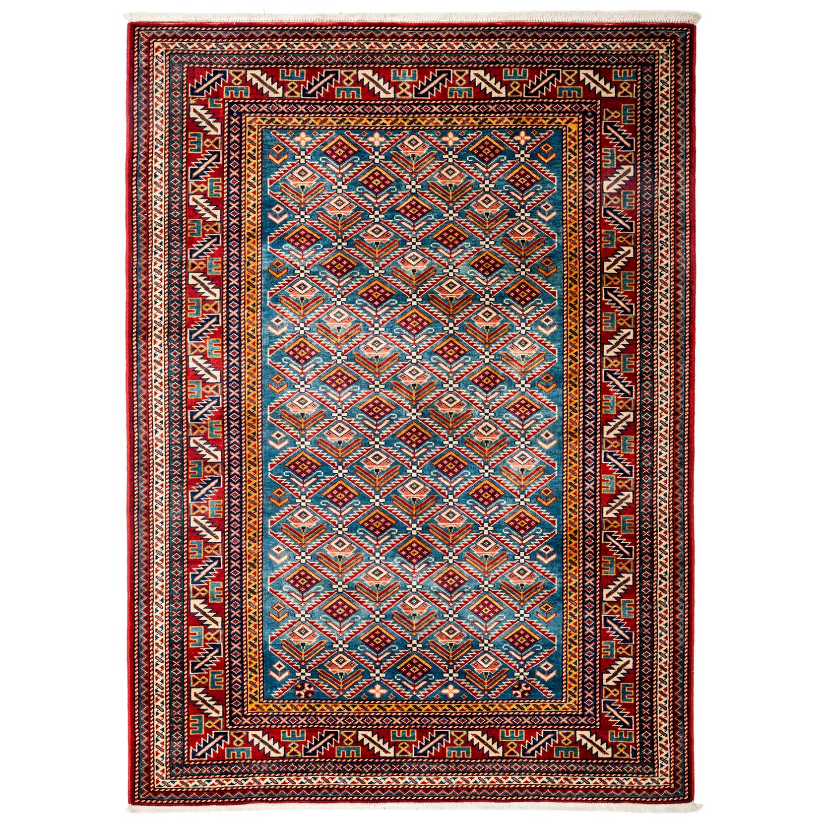 One-of-a-Kind Southwestern Wool Hand Knotted Area Rug, Carmine