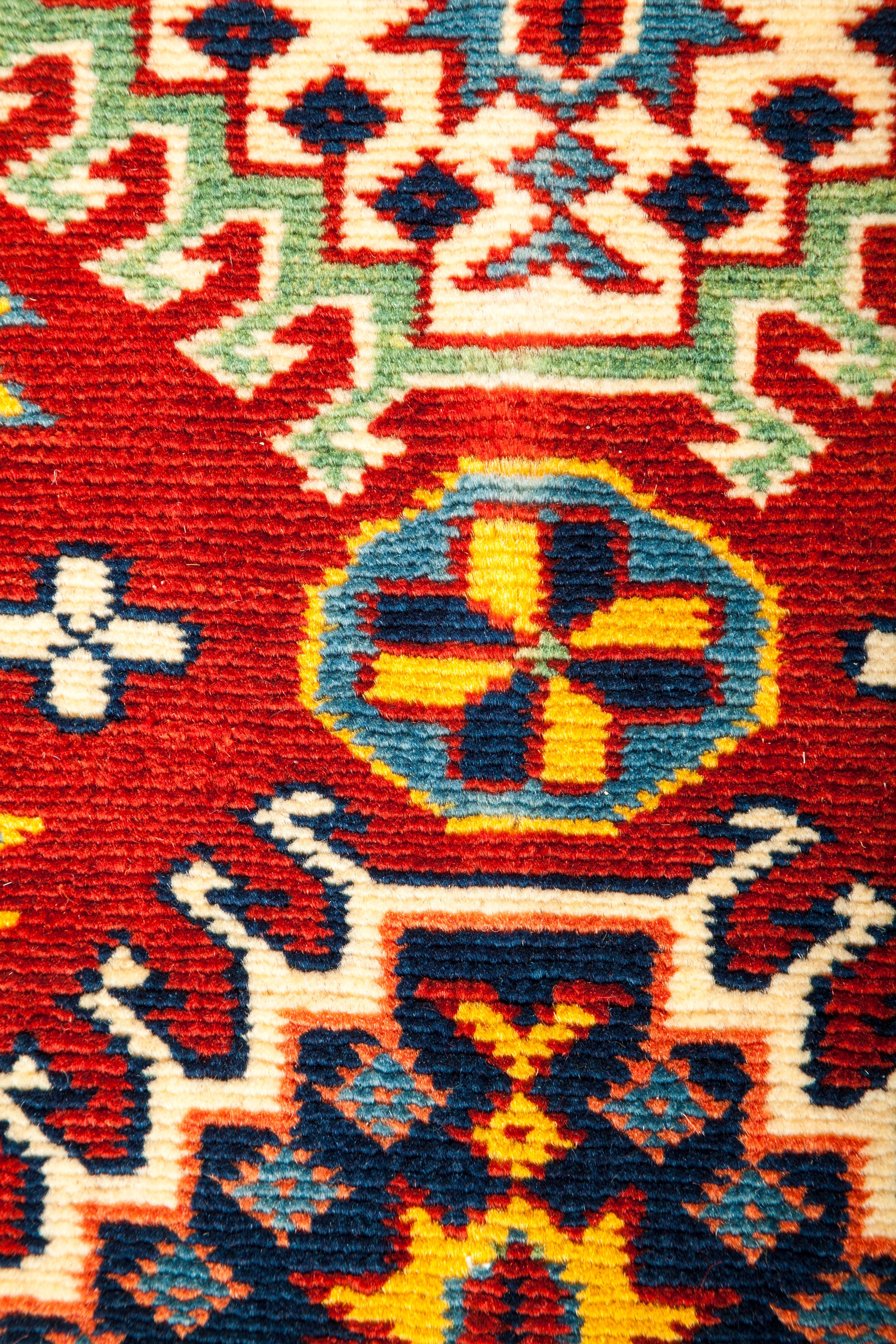 Tribal One-of-a-Kind Southwestern Wool Hand Knotted Area Rug, Scarlet