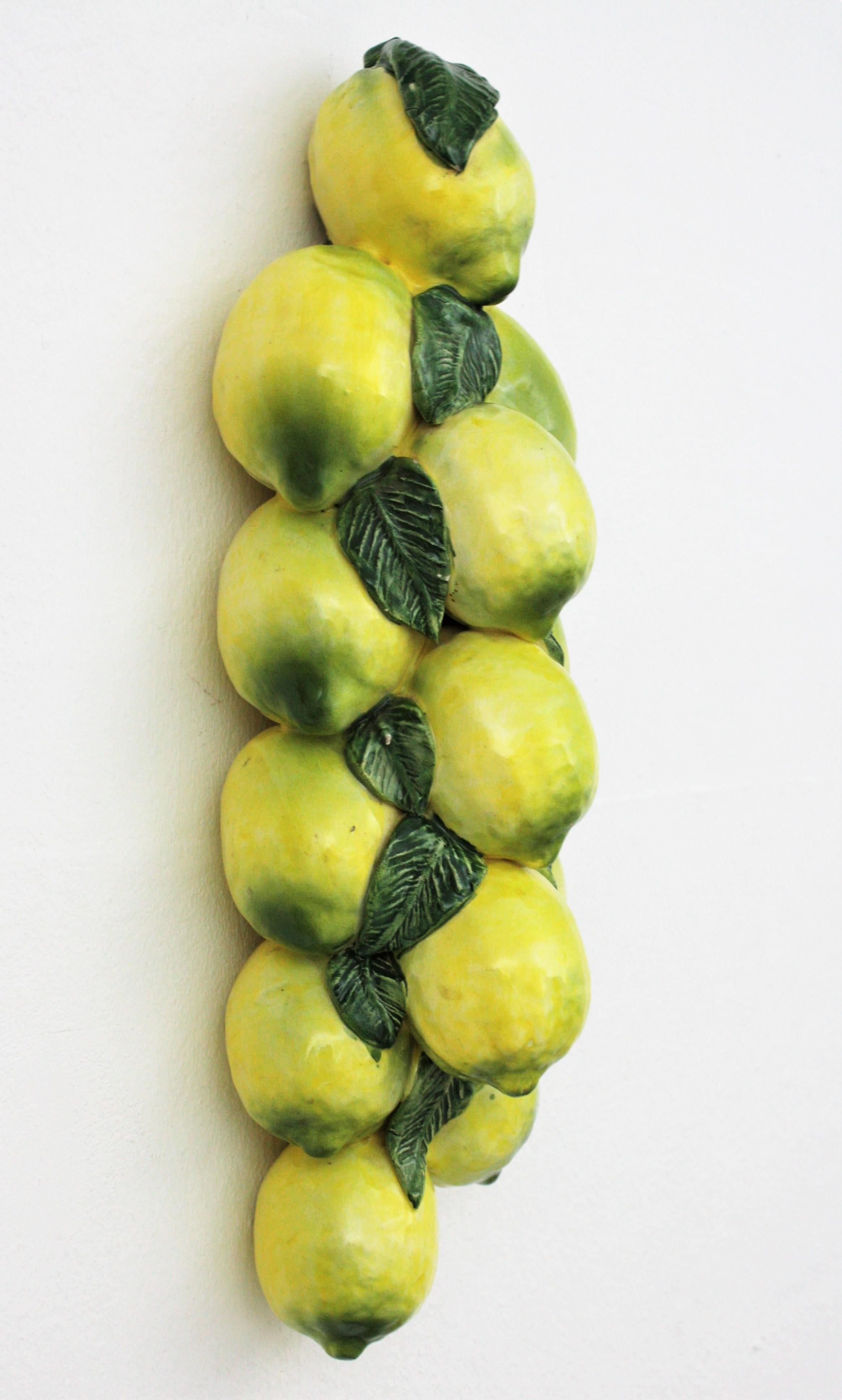 Unmatching Pair of Ceramic Wall Decorations, Lemons and Oranges Design 2