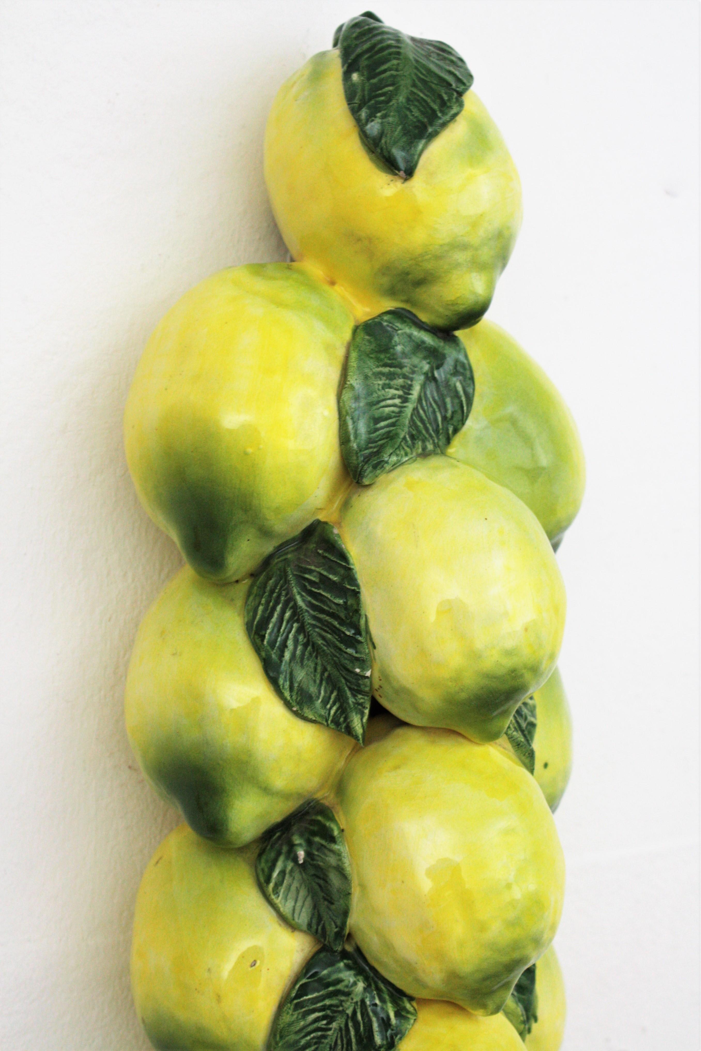 Unmatching Pair of Ceramic Wall Decorations, Lemons and Oranges Design 3