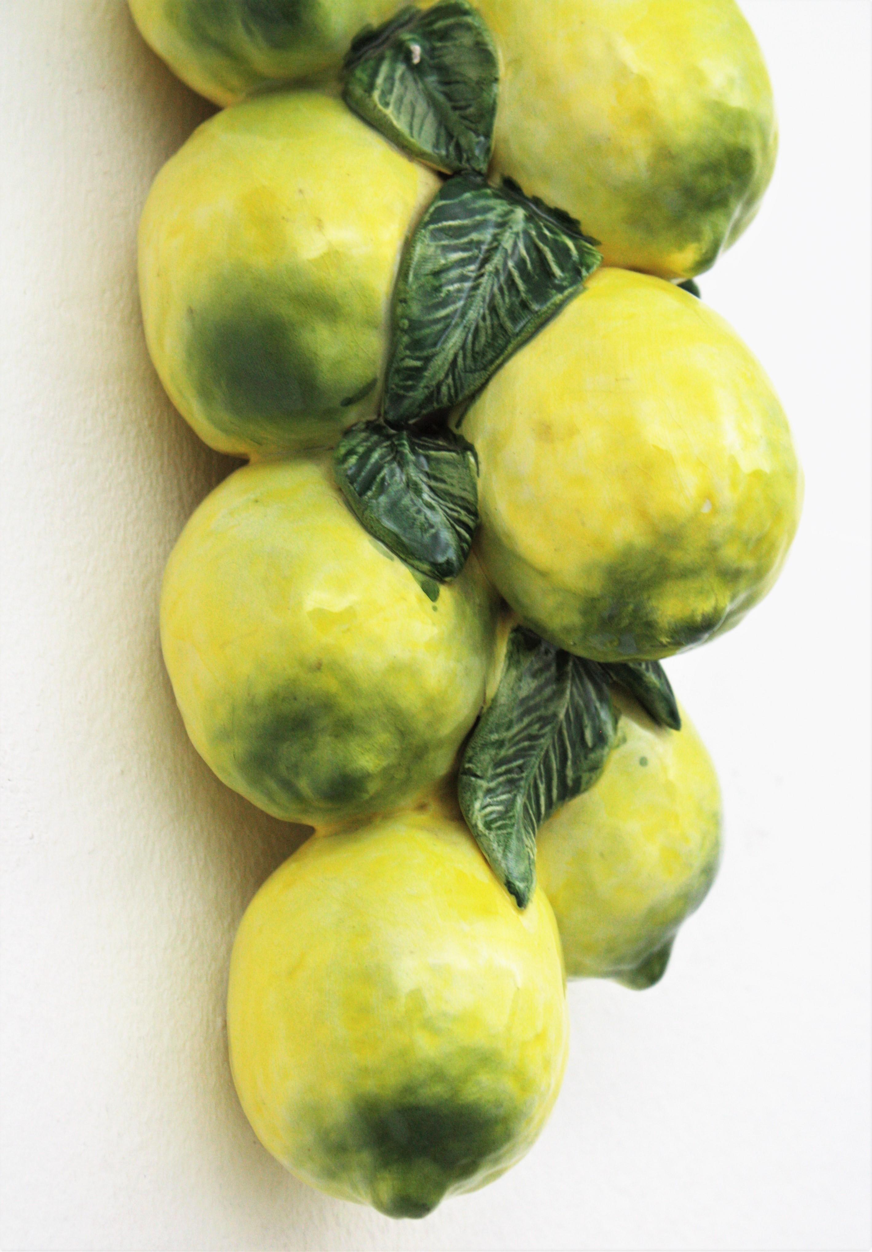 Unmatching Pair of Ceramic Wall Decorations, Lemons and Oranges Design 4
