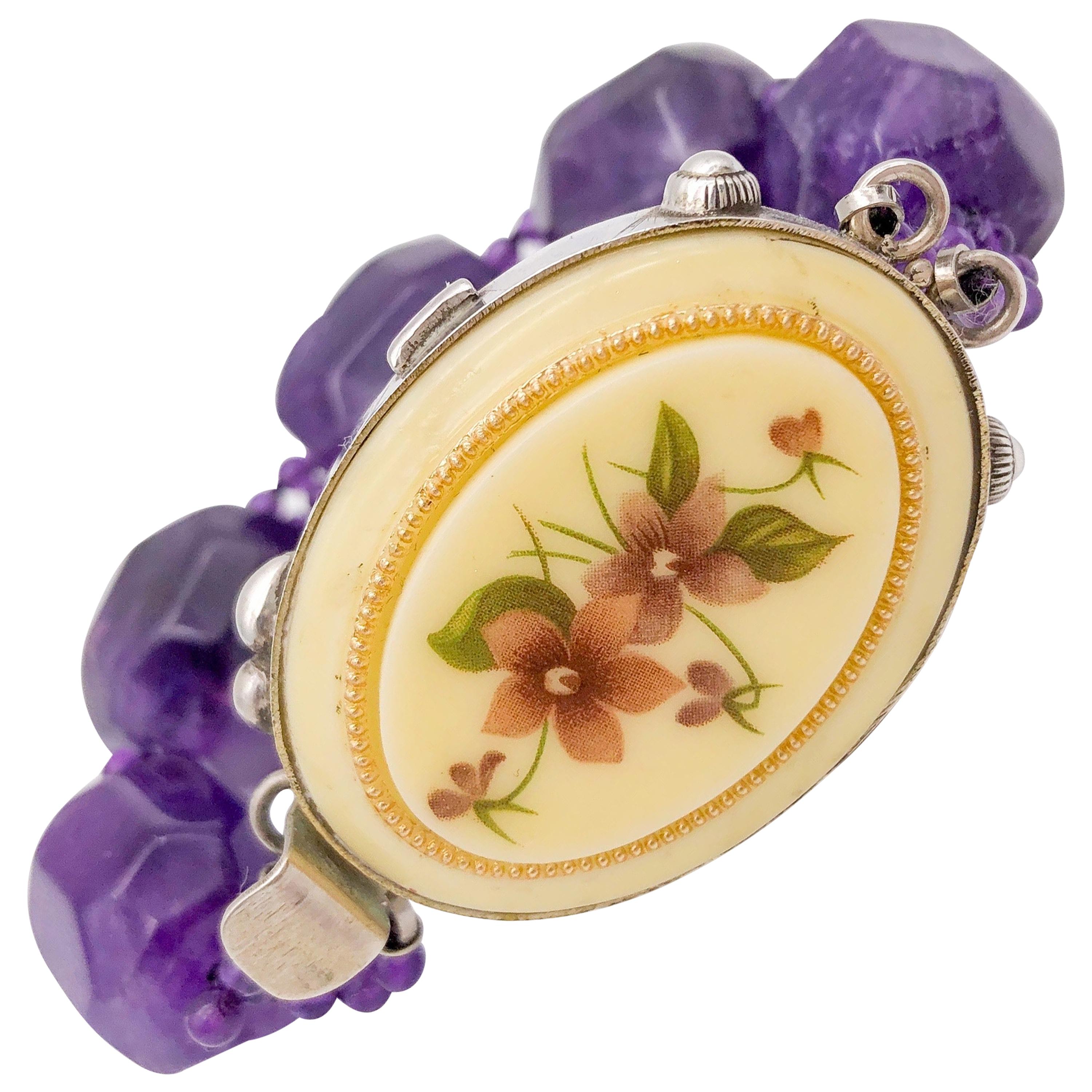 One-of-a-Kind Sparkling faceted Amethyst Bracelet For Sale