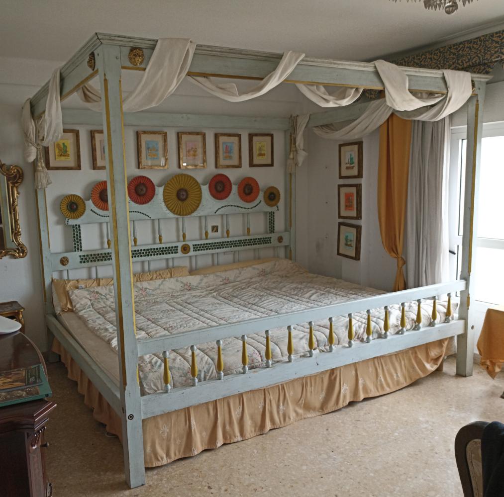 One of a Kind Spectacular Carved Spanish Colonial Style Bed of Grand