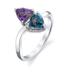 One-of-a-Kind Spinel and Diamond Toi & Moi 18K White Gold Ring