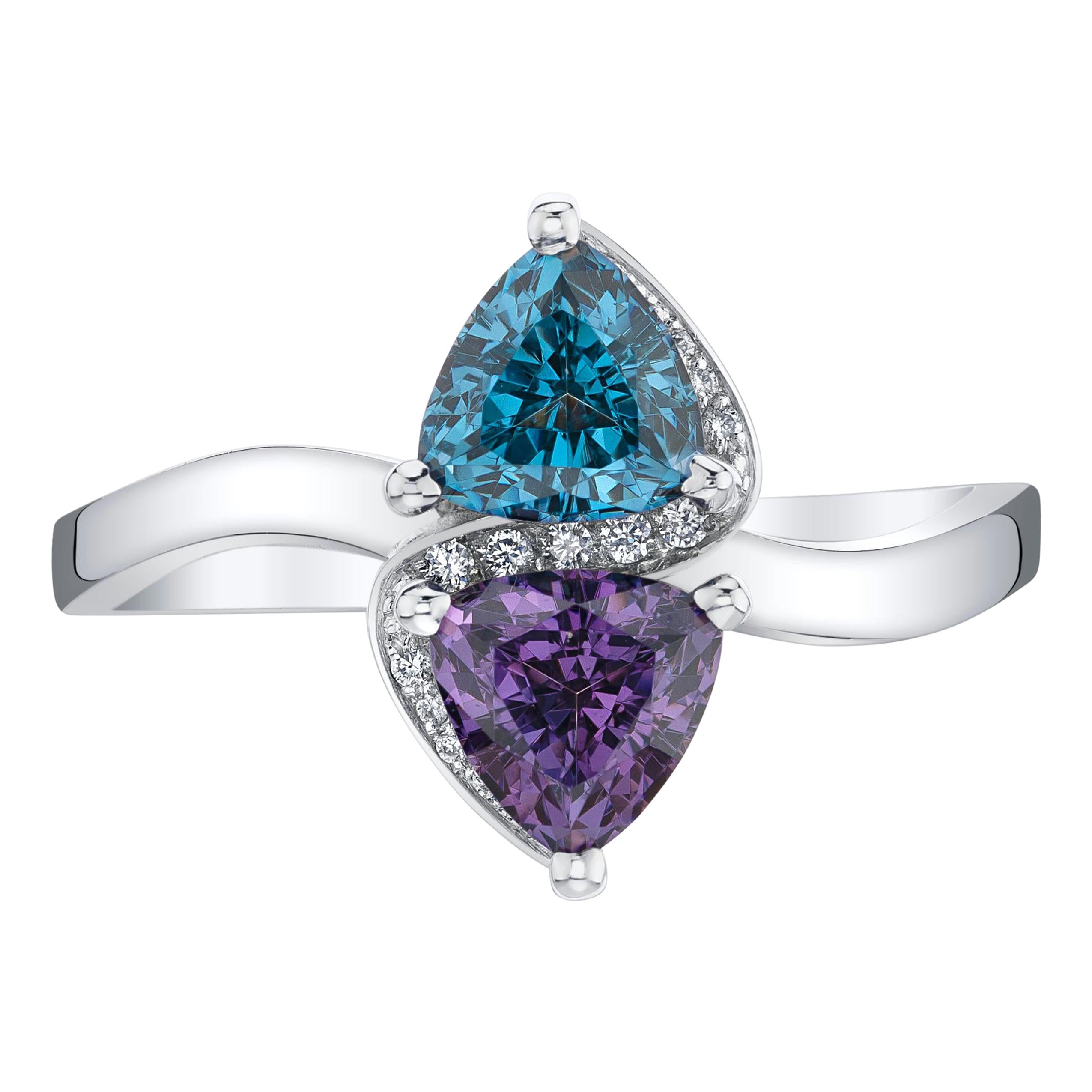 One-of-a-Kind Spinel and Diamond Toi 
Moi 18K White Gold Ring For Sale