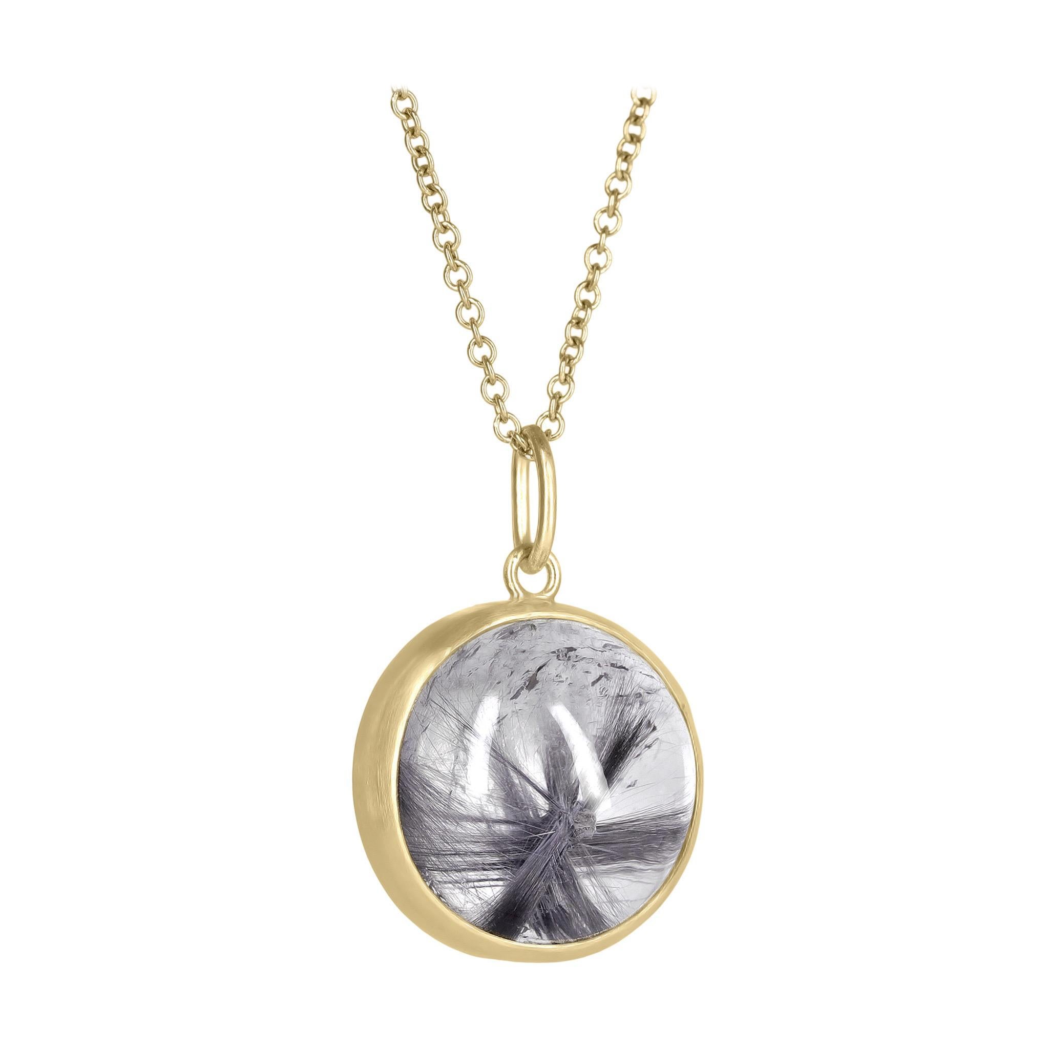 One of a Kind Star Formation Brookite-in-Quartz Gold Necklace, Monica Marcella For Sale