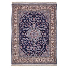 ONE-OF-A-KIND Super Fine Isfahan Hand Knotted Navy/Beige Rug - 8'3"x11'2"