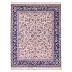 ONE-OF-A-KIND Super Fine Kashan Hand Knotted IVORY Rug - 8'2 "x10'