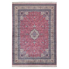 ONE-OF-A-KIND Super Fine Kashan Hand Knotted Pink/Beige Rug - 9'2"x12'2"