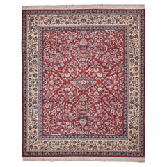 ONE-OF-A-KIND Super Fine Kashan Hand Knotted Red/Beige Rug - 8'5"x10'