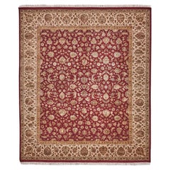 ONE-OF-A-KIND Super Fine Tabriz Hand Knotted Burgandy Rug - 8'0"x9'9"