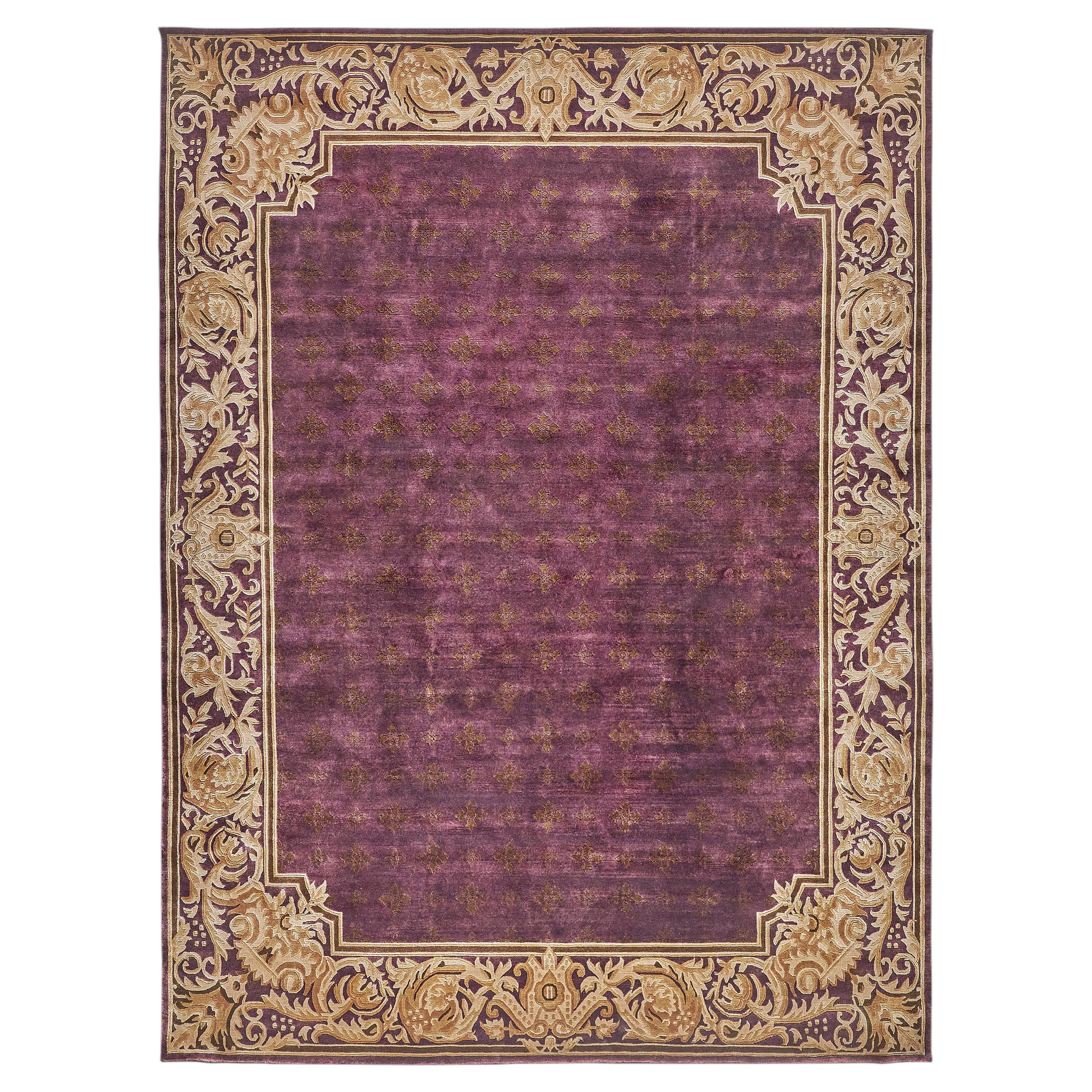 ONE-OF-A-KIND Super Tibetan Weave Hand Knotted Burgandy Rug - 9''x12'