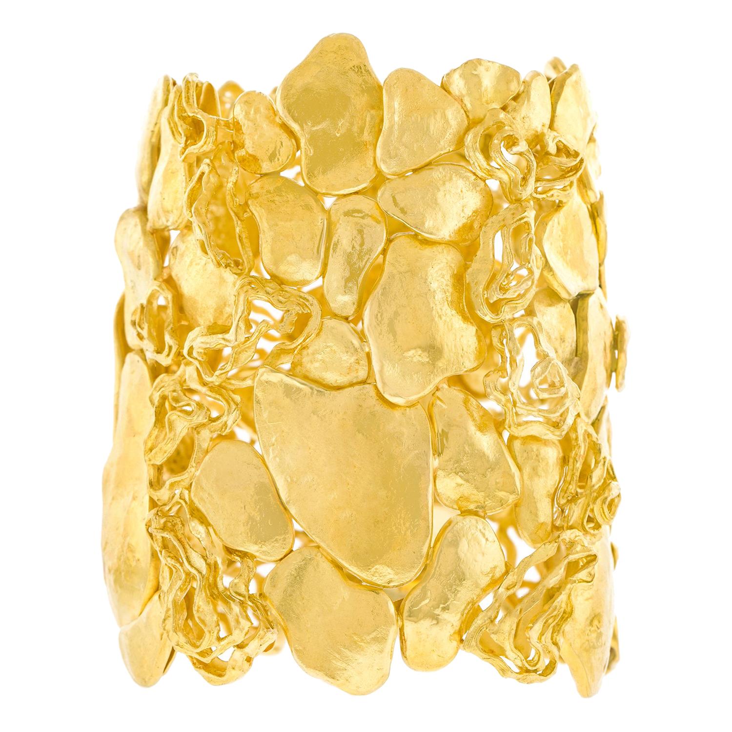 One-Of-A-Kind Swiss Modern Gold Cuff Bracelet For Sale