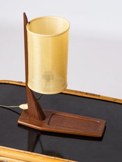 Vintage Teak and Rotaflex Desk Lamp Attributed to Rispal, France, 1960s