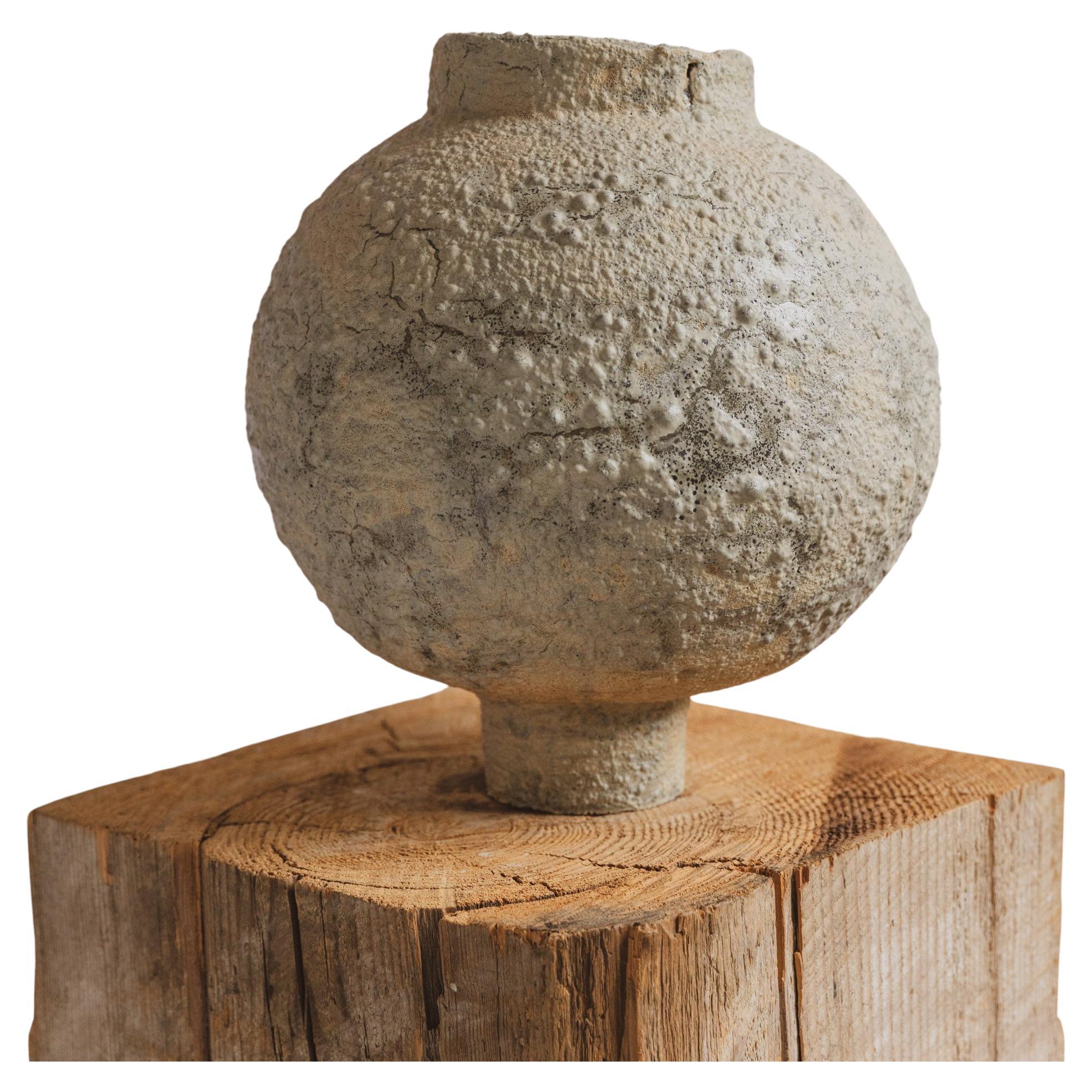 One-of-a-kind Textural Crater Moon Jar by Ilona Golovina For Sale