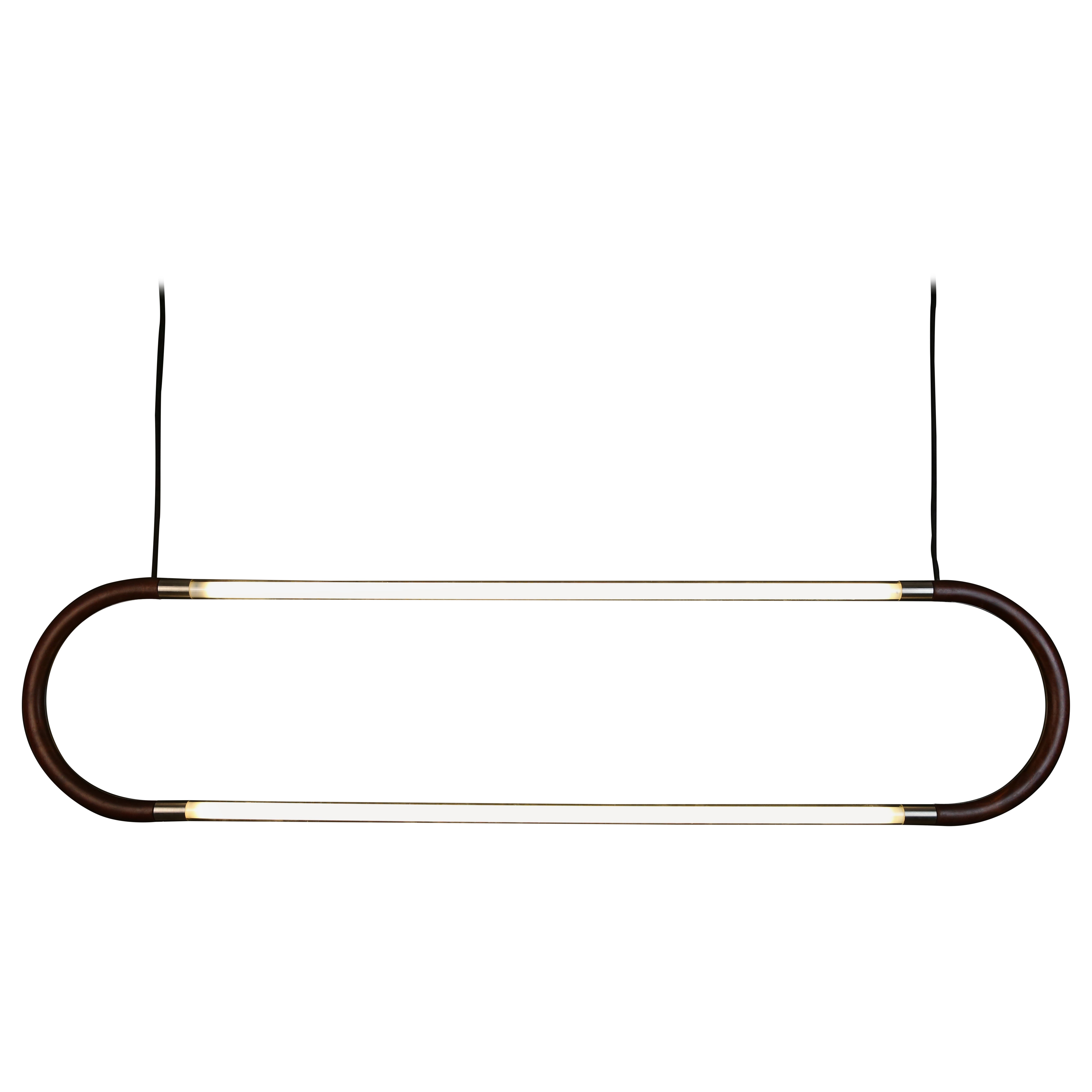 Bowie Light Fixture, Hand-carved Wood and Glass Pendant Light, Modern Design For Sale