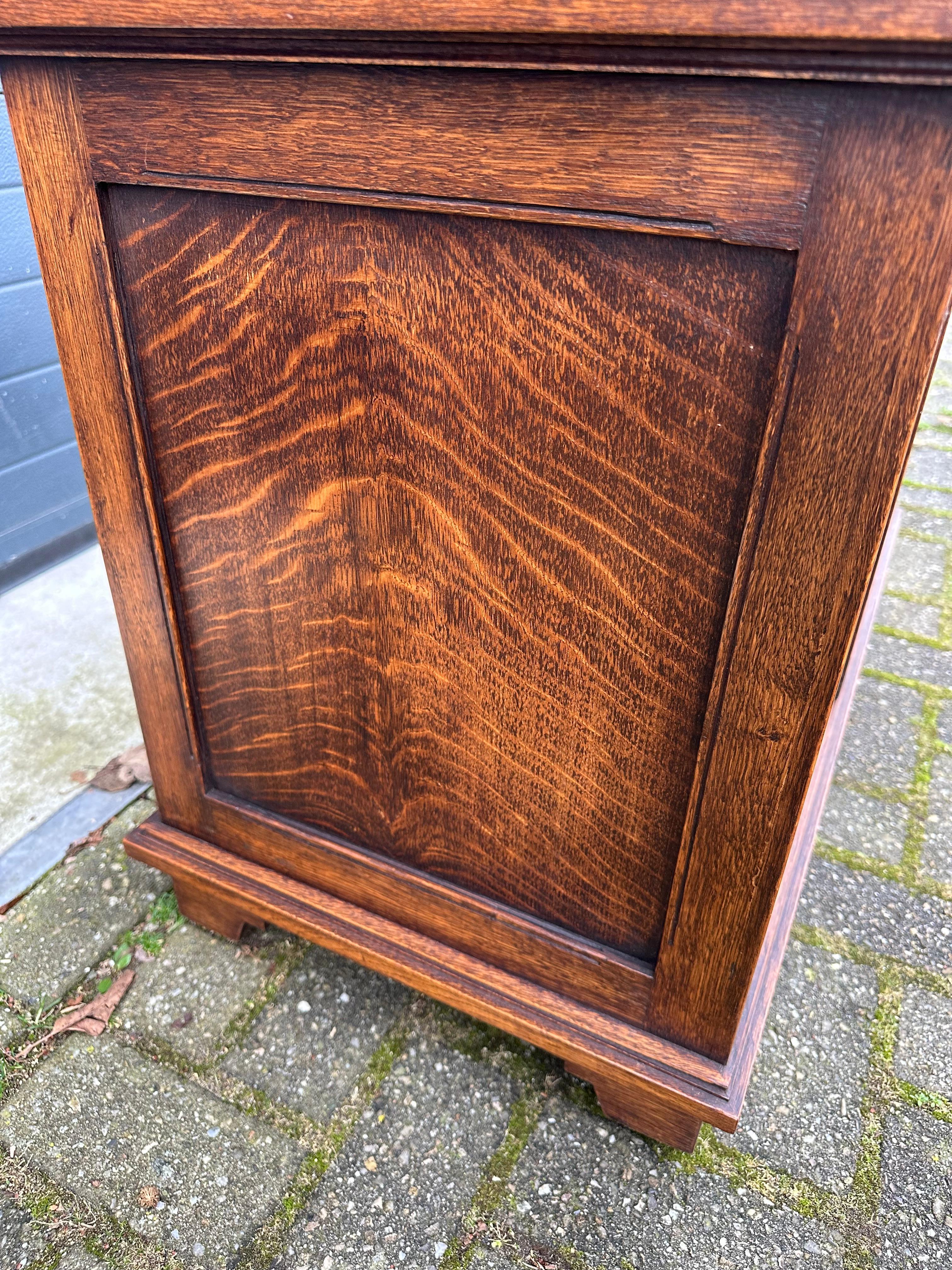 One of a Kind Tiger Oak Cabinet w. Roller Shutter Doors and Stunning Marble Top For Sale 2