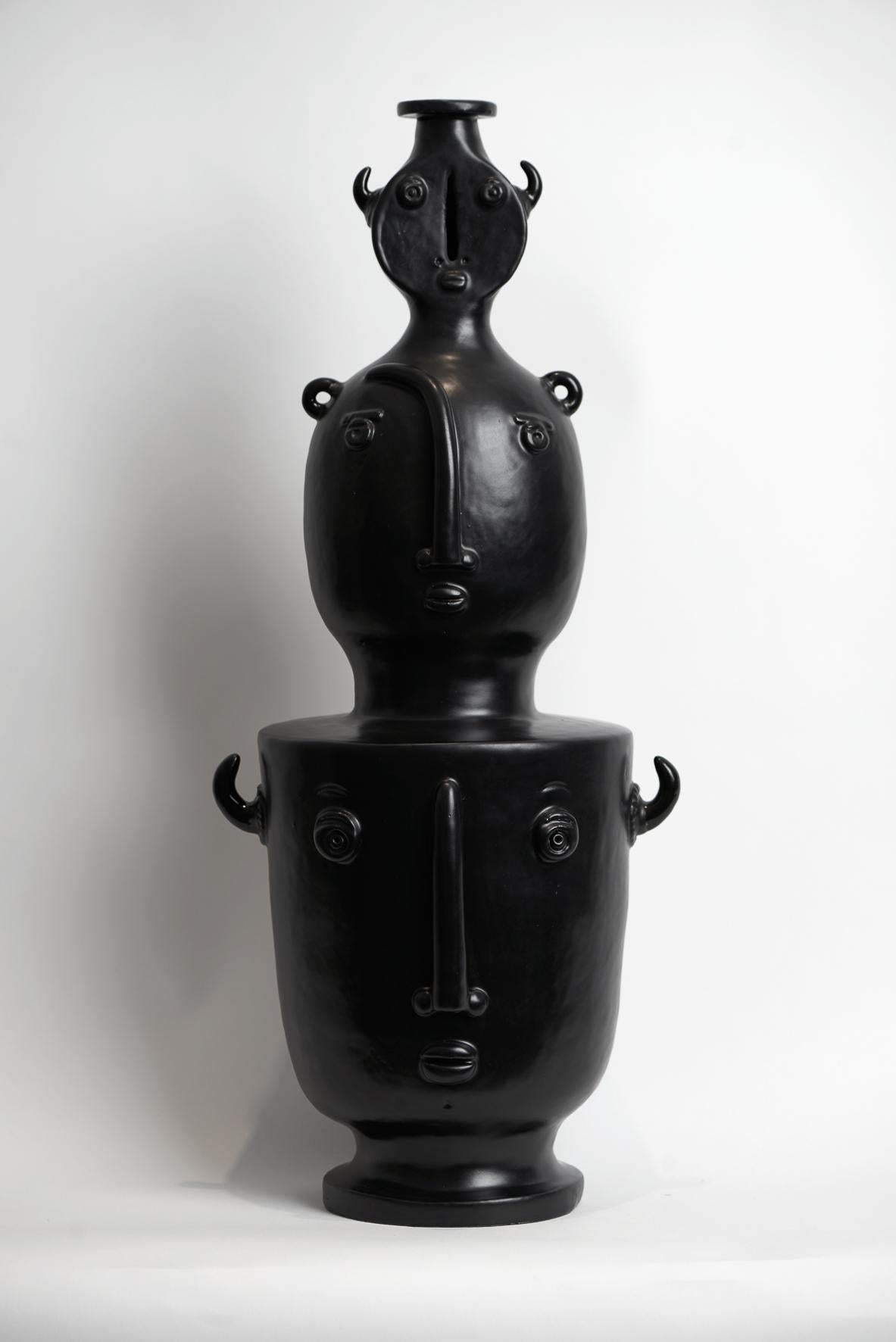 Hand-sculpted ceramic decorative vase 