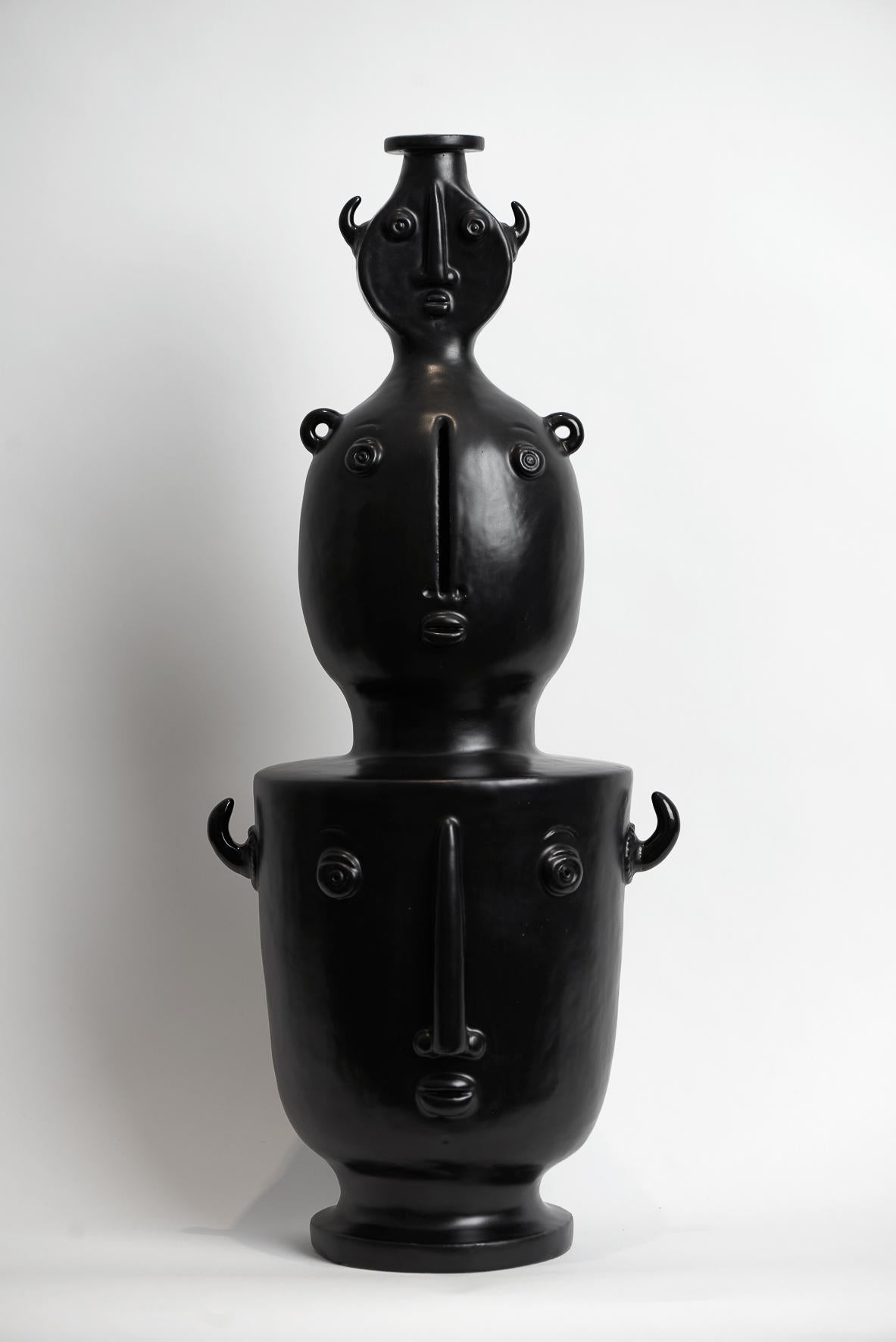 One of a Kind TOTEM Ceramic Vase Sculpture Signed by Dalo In Excellent Condition In Paris, FR