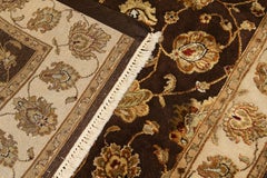 Traditional Handwoven Luxury Wool Brown / Ivory Area Rug 3'11"x6'1"