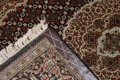 Tappeto tradizionale di lusso in lana intrecciata a mano nero/nero