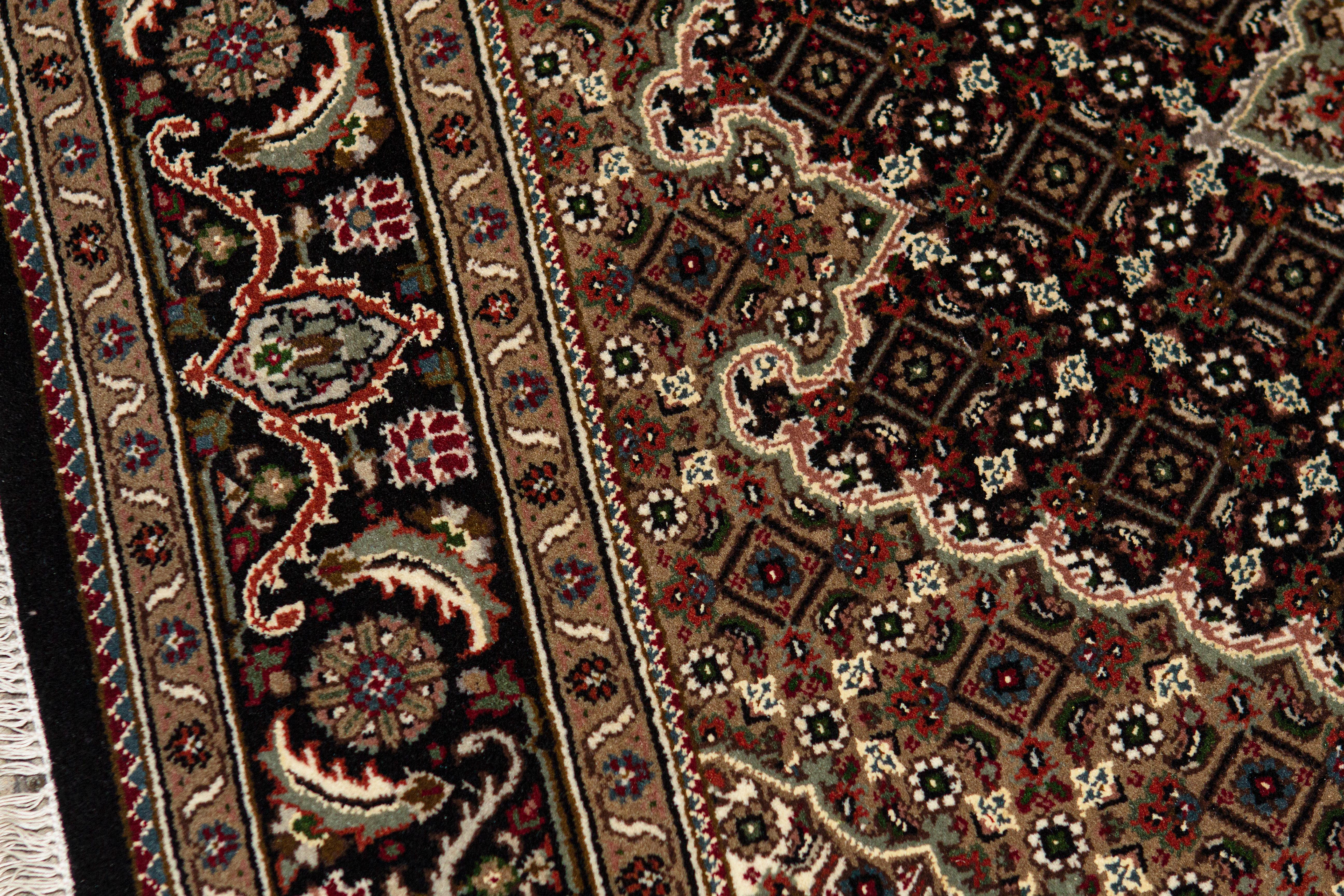 Tabriz Traditional Handwoven Luxury Wool Black / Black Area Rug For Sale