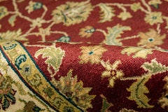 Traditional Handwoven Luxury Wine / Beige Wool Area Rug