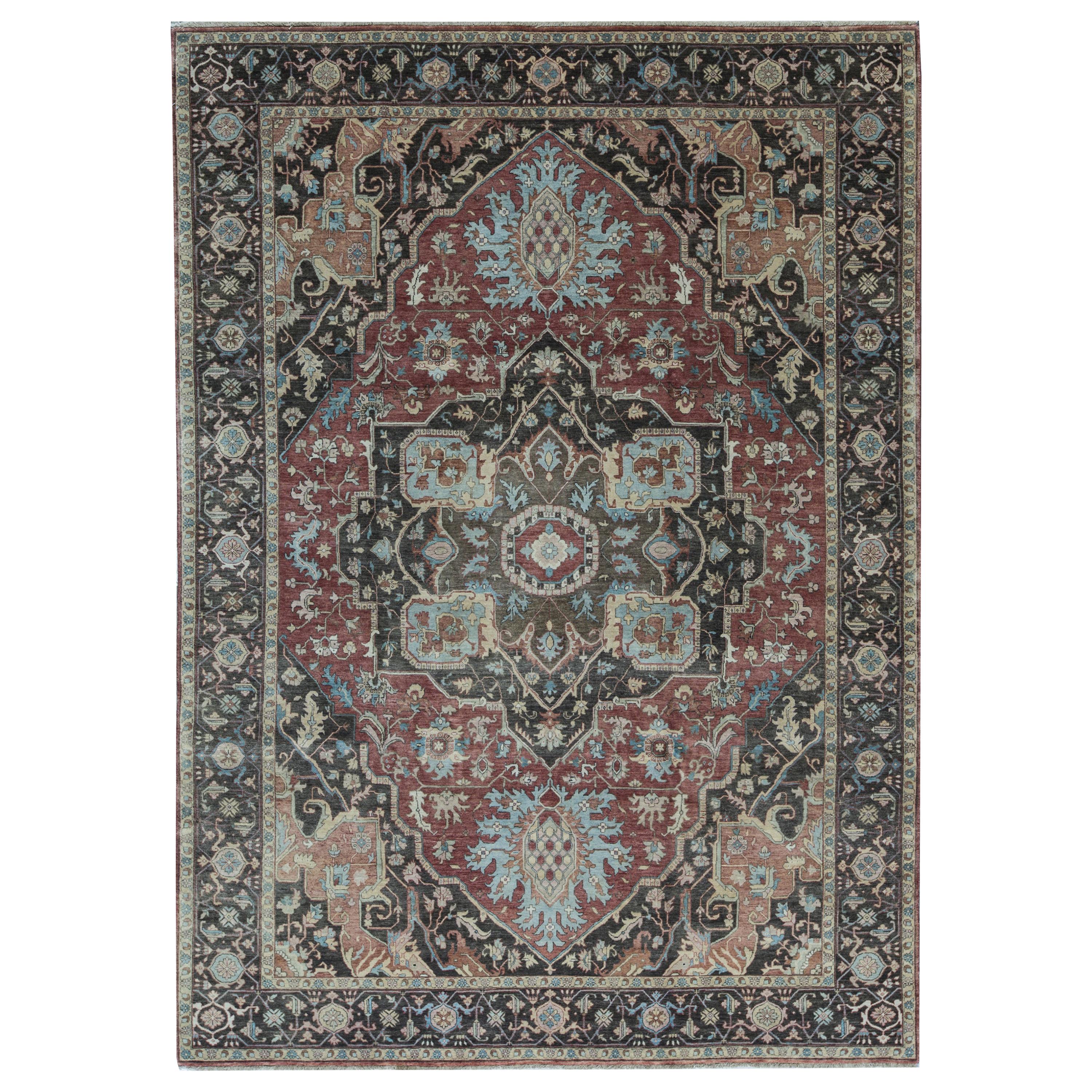 One of a Kind Traditional Handwoven Wool Area Rug 8'-4" x 11'-5".       