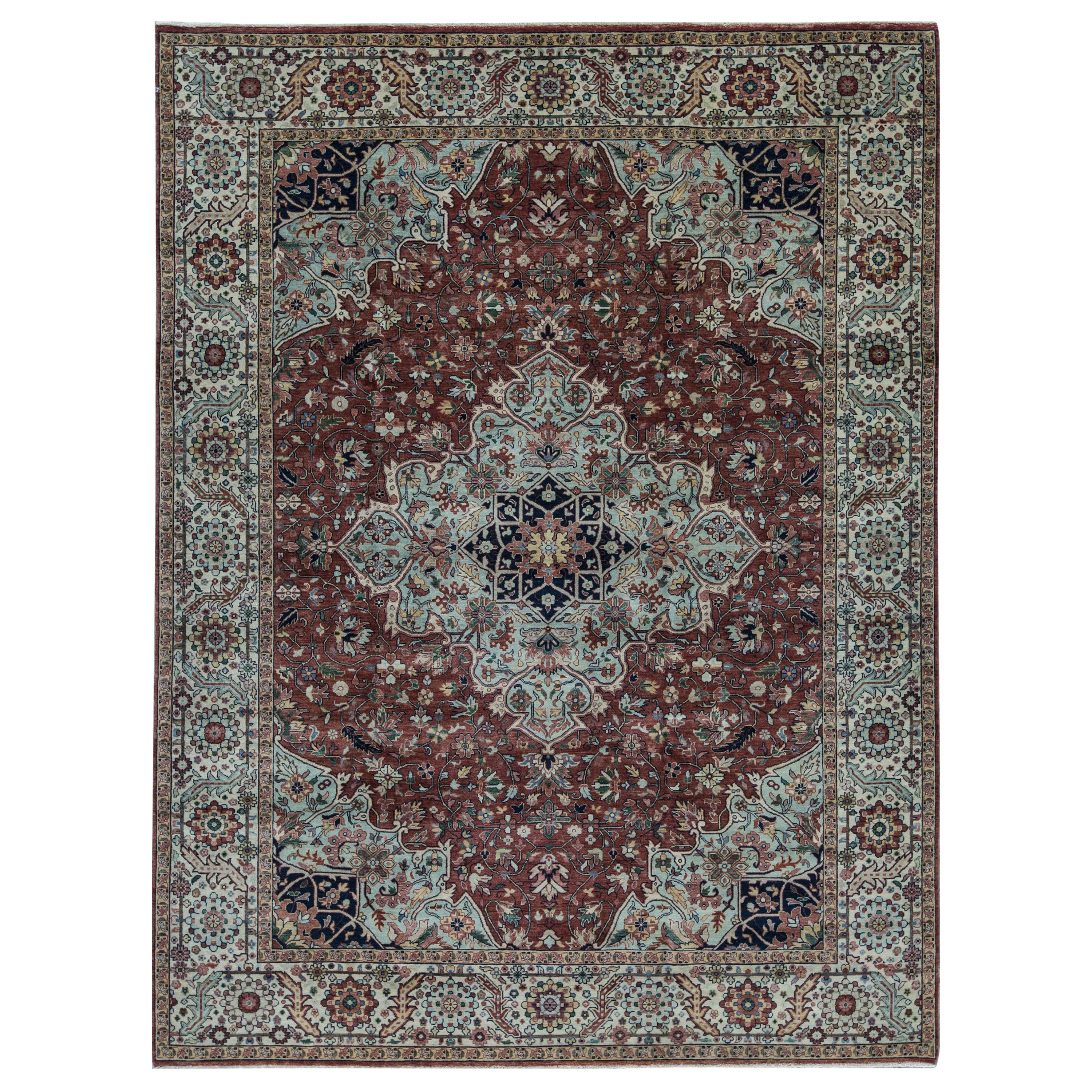 One-of-a-Kind Traditional Handwoven Wool Area Rug 8'-10" x 11'-9".    For Sale