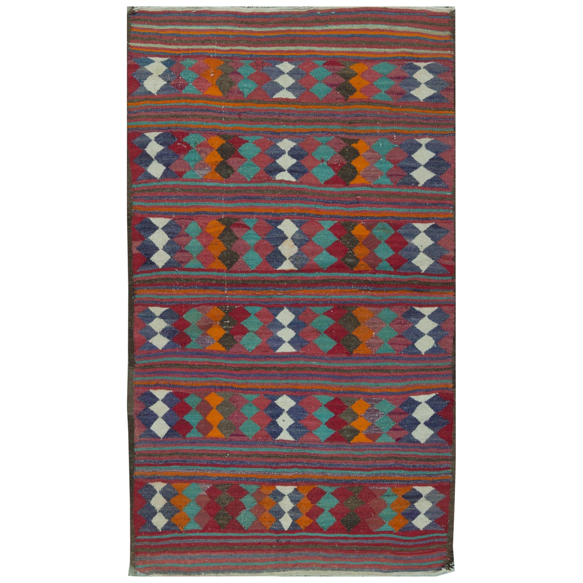 One-of-a-Kind Traditional Handwoven Wool Area Rug 4’2" x 7’2”. For Sale