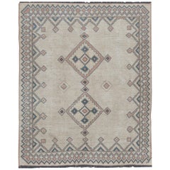 One-of-a-Kind Traditional Handwoven Antique Style Wool Area Rug  4’10" x 5’10”.