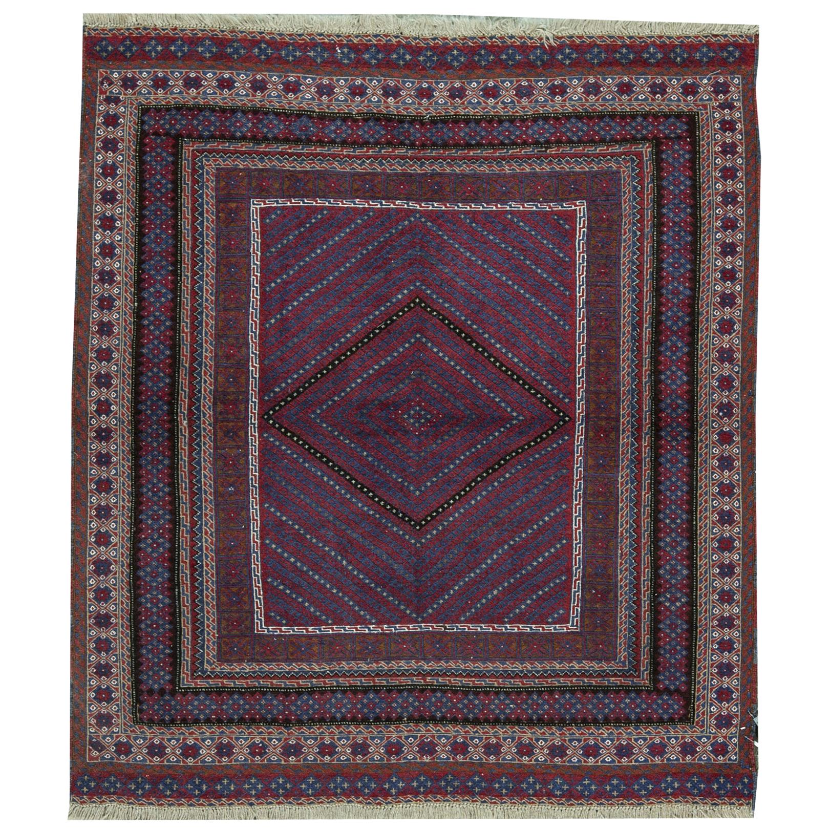 One-of-a-Kind Traditional Handwoven Antique Style Wool Area Rug 5’2" x 5’11”.