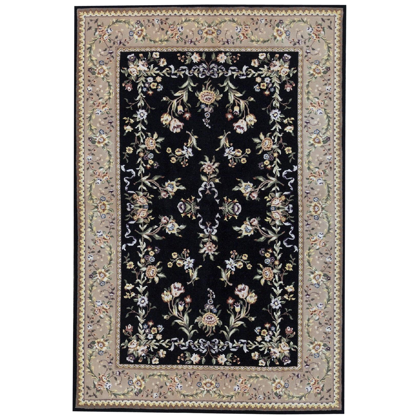 One of a Kind Traditional Handwoven Wool Area Rug 6' x 9' For Sale