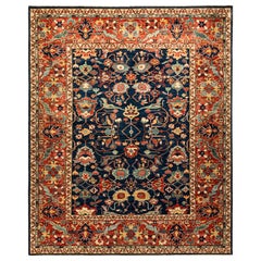 One of a Kind Traditional Oriental Serapi Hand Knotted Area Rug, Multi