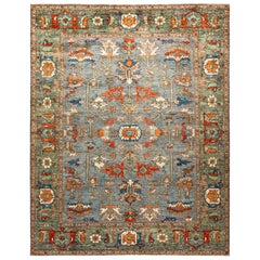 One of a Kind Traditional Oriental Serapi Hand Knotted Area Rug, Multi